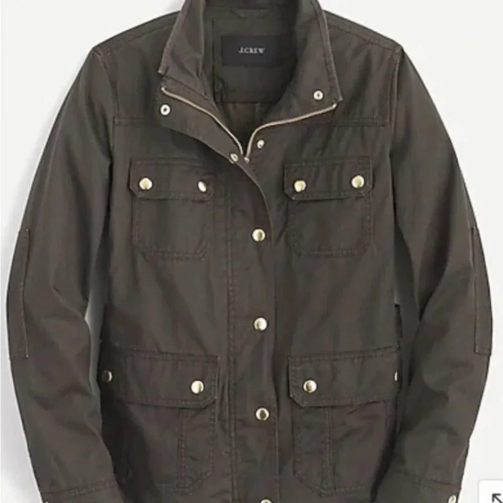 J Crew Downtown Field Jacket Size Small Mossy Brown Green Military